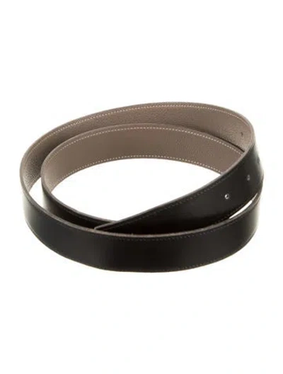 Pre-owned Hermes Reversible 32 Mm Belt Strap Belt Strap In Black/grey