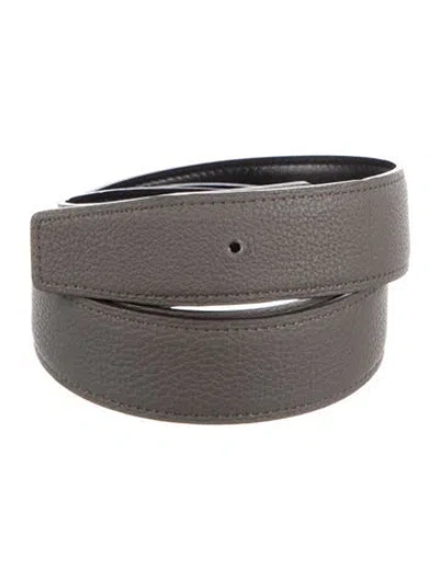 Pre-owned Hermes Reversible 32 Mm Belt Strap Belt Strap In Black/grey