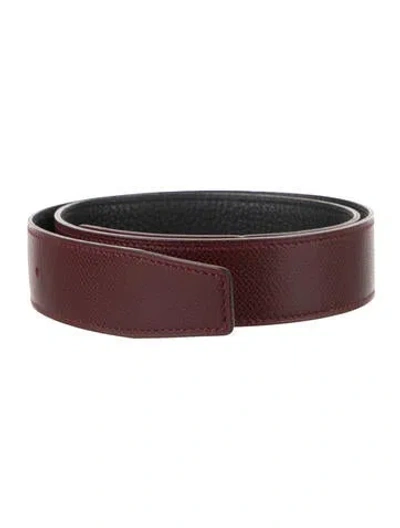 Pre-owned Hermes Reversible 32 Mm Belt Strap Belt Strap In Black/red