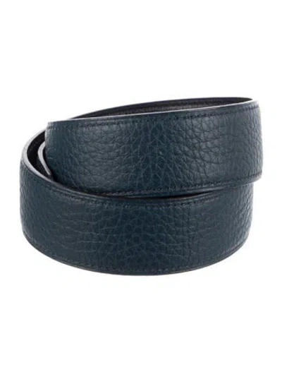 Pre-owned Hermes Reversible 32 Mm Belt Strap Belt Strap In Blue