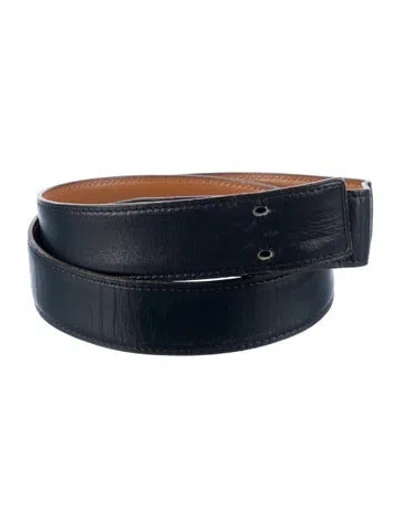 Pre-owned Hermes Reversible 32 Mm Belt Strap Belt Strap In Blue