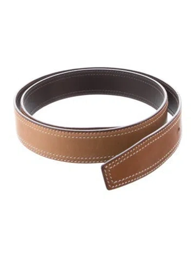 Pre-owned Hermes Reversible 32 Mm Belt Strap Belt Strap In Brown
