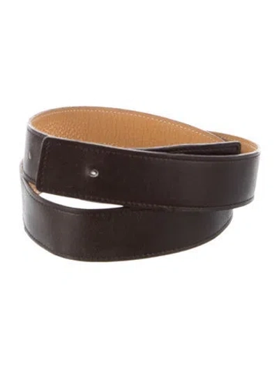 Pre-owned Hermes Reversible 32 Mm Belt Strap Belt Strap In Brown