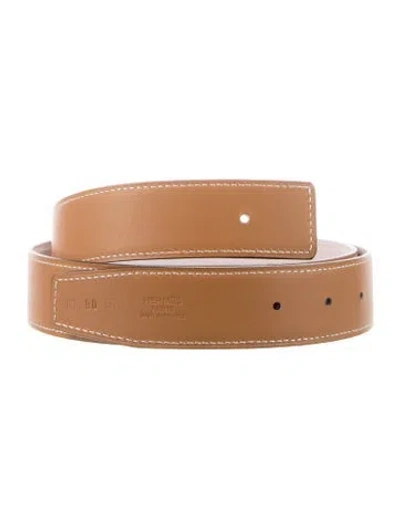 Pre-owned Hermes Reversible 32 Mm Belt Strap Belt Strap In Brown/pink