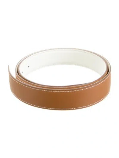 Pre-owned Hermes Reversible 32 Mm Belt Strap Belt Strap In Brown/white