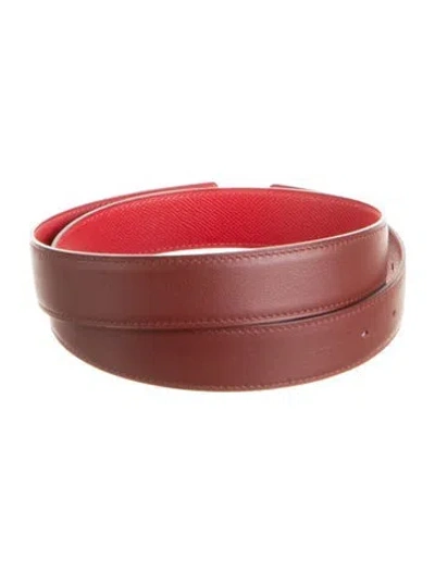 Pre-owned Hermes Reversible 32 Mm Belt Strap Belt Strap In Red