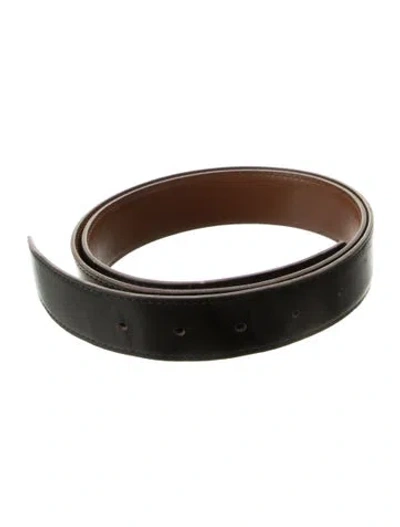 Pre-owned Hermes Reversible 32 Mm Belt Strap In Black