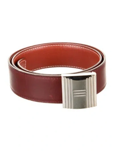 Pre-owned Hermes Reversible 32 Mm Cadena Belt Kit In Red