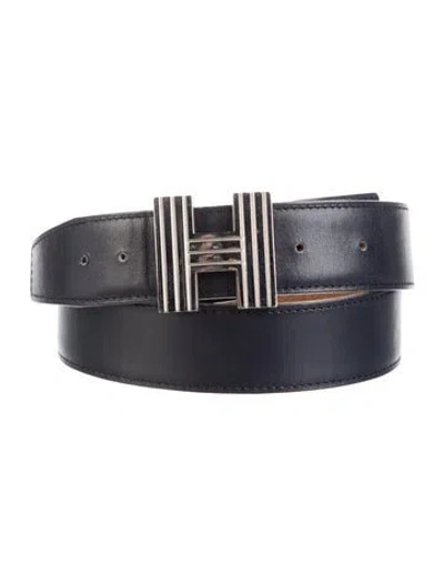 Pre-owned Hermes Reversible 32 Mm Cadena H Belt Kit In Black