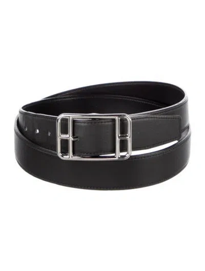 Pre-owned Hermes Reversible 32 Mm Cape Cod Belt In Black