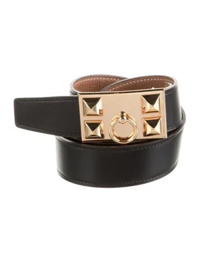 Pre-owned Hermes Reversible 32 Mm Collier De Chien Belt Kit In Black
