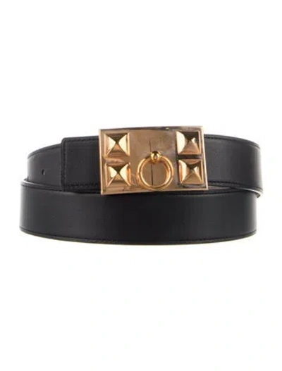 Pre-owned Hermes Reversible 32 Mm Collier De Chien Belt Kit In Black