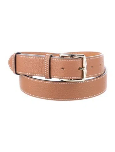 Pre-owned Hermes Reversible 32 Mm Etrivière Belt In Brown