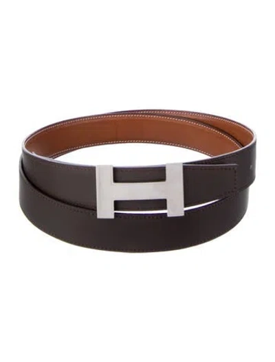 Pre-owned Hermes Reversible 32 Mm Focus Belt Kit In Brown