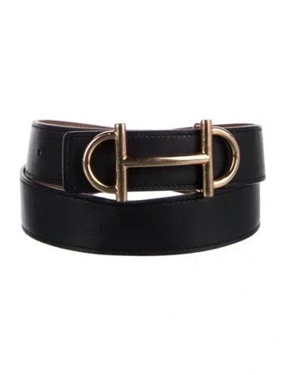 Pre-owned Hermes Reversible 32 Mm Gamma Belt Kit In Black