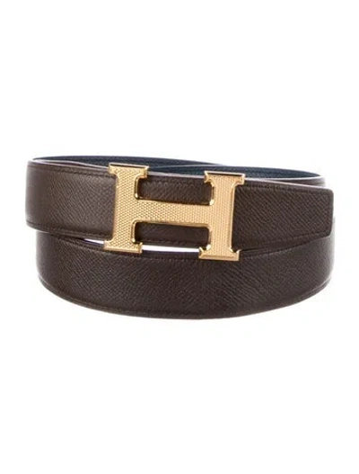 Pre-owned Hermes Reversible 32 Mm Guilloché Belt Kit In Multi