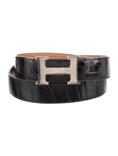 Pre-owned Hermes Reversible 32 Mm H Belt Kit In Black
