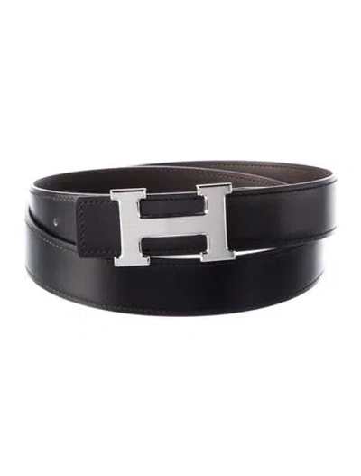 Pre-owned Hermes Reversible 32 Mm H Belt Kit In Black