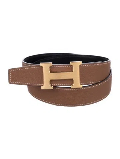Pre-owned Hermes Reversible 32 Mm H Belt Kit In Black