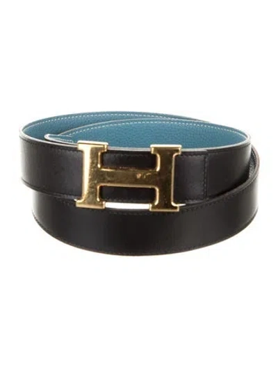 Pre-owned Hermes Reversible 32 Mm H Belt Kit In Black