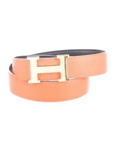 Pre-owned Hermes Reversible 32 Mm H Belt Kit In Black