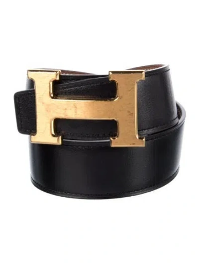 Pre-owned Hermes Reversible 32 Mm H Belt Kit In Black