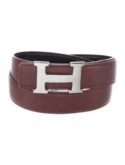 Pre-owned Hermes Reversible 32 Mm H Belt Kit In Black