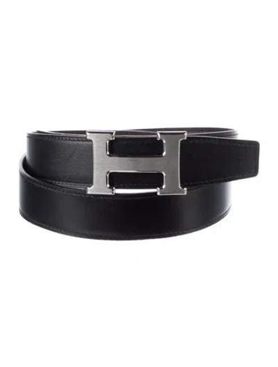 Pre-owned Hermes Reversible 32 Mm H Belt Kit In Black