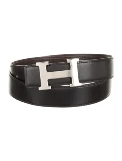 Pre-owned Hermes Reversible 32 Mm H Belt Kit In Black