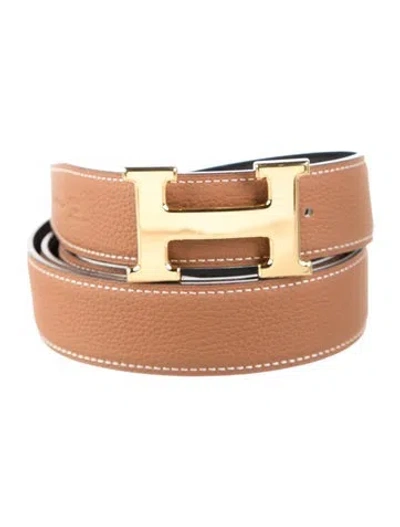 Pre-owned Hermes Reversible 32 Mm H Belt Kit In Black