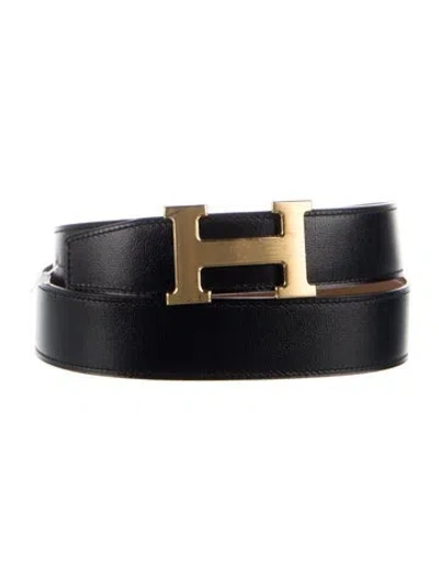 Pre-owned Hermes Reversible 32 Mm H Belt Kit In Black