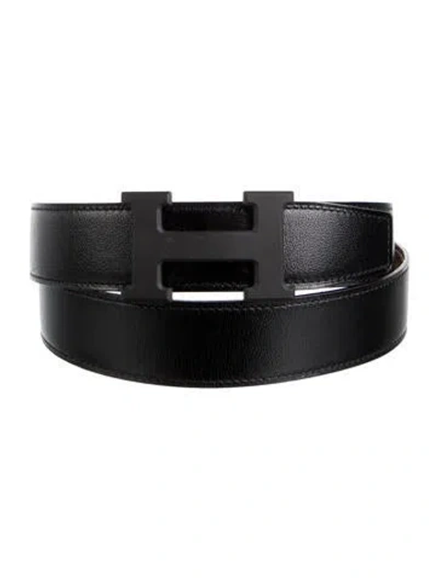 Pre-owned Hermes Reversible 32 Mm H Belt Kit In Black