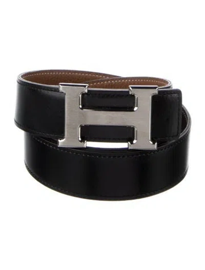 Pre-owned Hermes Reversible 32 Mm H Belt Kit In Black
