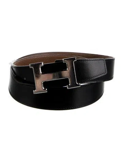 Pre-owned Hermes Reversible 32 Mm H Belt Kit In Black