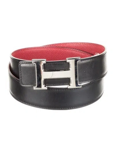 Pre-owned Hermes Reversible 32 Mm H Belt Kit In Black
