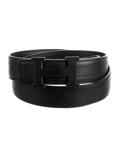 Pre-owned Hermes Reversible 32 Mm H Belt Kit In Black