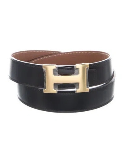 Pre-owned Hermes Reversible 32 Mm H Belt Kit In Black