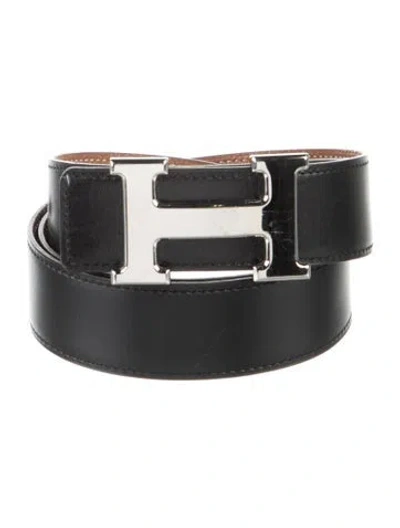 Pre-owned Hermes Reversible 32 Mm H Belt Kit In Black