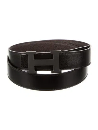 Pre-owned Hermes Reversible 32 Mm H Belt Kit In Black