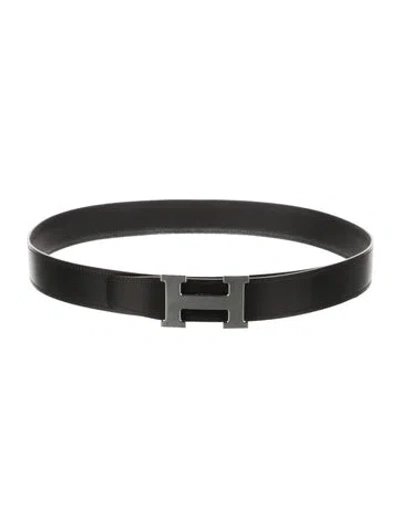 Pre-owned Hermes Reversible 32 Mm H Belt Kit In Black