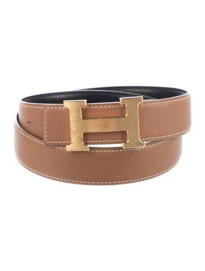 Pre-owned Hermes Reversible 32 Mm H Belt Kit In Black/brown