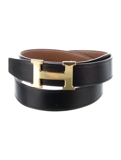 Pre-owned Hermes Reversible 32 Mm H Belt Kit In Black/brown