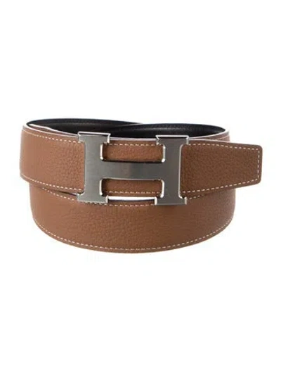 Pre-owned Hermes Reversible 32 Mm H Belt Kit In Black/brown