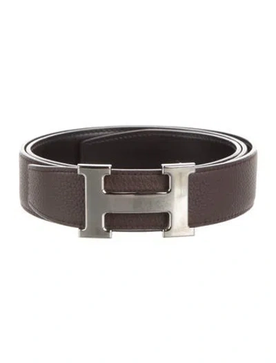 Pre-owned Hermes Reversible 32 Mm H Belt Kit In Black/brown