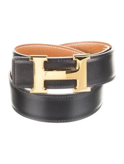Pre-owned Hermes Reversible 32 Mm H Belt Kit In Black/brown