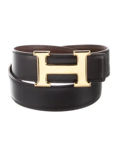 Pre-owned Hermes Reversible 32 Mm H Belt Kit In Black/brown
