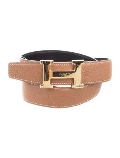 Pre-owned Hermes Reversible 32 Mm H Belt Kit In Black/brown