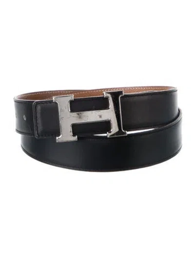 Pre-owned Hermes Reversible 32 Mm H Belt Kit In Black/brown