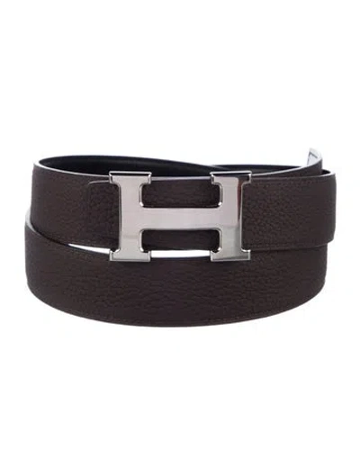 Pre-owned Hermes Reversible 32 Mm H Belt Kit In Black/brown