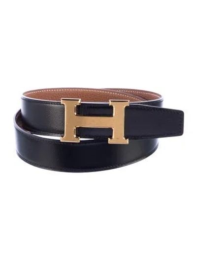 Pre-owned Hermes Reversible 32 Mm H Belt Kit In Black/brown